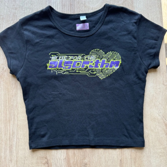 Never Worn H4C Black Graphic Cropped Baby Tee - Picture 3 of 8